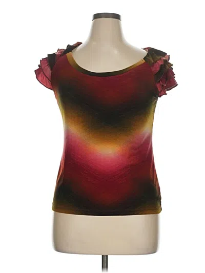 Pre-owned New Directions Short Sleeve Top Burgundy Scoop Neck Tops
