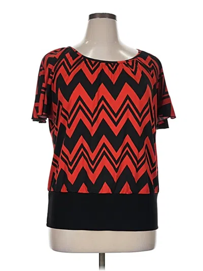 Pre-owned New Directions Short Sleeve Top Red Scoop Neck Tops