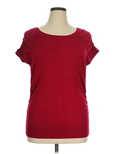 Pre-owned New Directions Short Sleeve Top Red Scoop Neck Tops