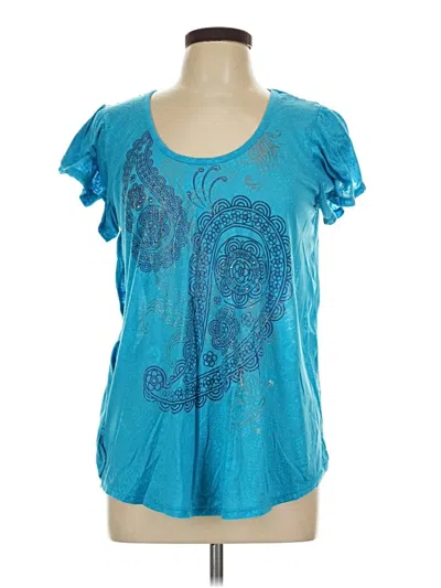 Pre-owned New Directions Short Sleeve Top Teal Scoop Neck Tops