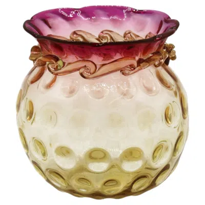 Pre-owned New England Glass Company Circa 1890 American Small Amberina Glass Rose Bowl By New England Glass Co. In Red
