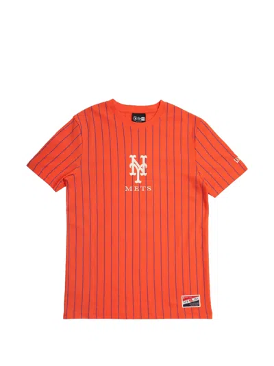 New Era 1920 New York Mets Pinstripe-pattern T-shirt In Orange