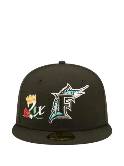 New Era 59fifty Crown Rose-embroidered Cap In Black