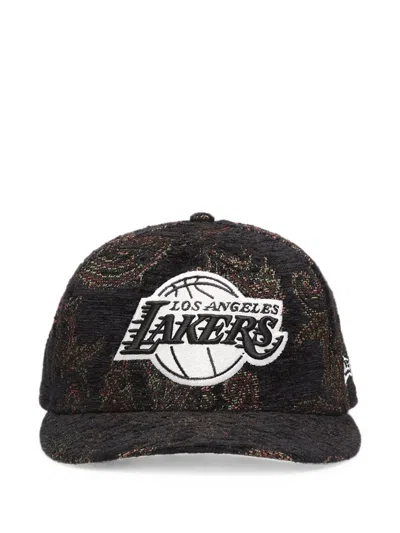New Era 59fifty Fitted Jacquard Chenille La Lakers Nba Jacquard Cap In Black