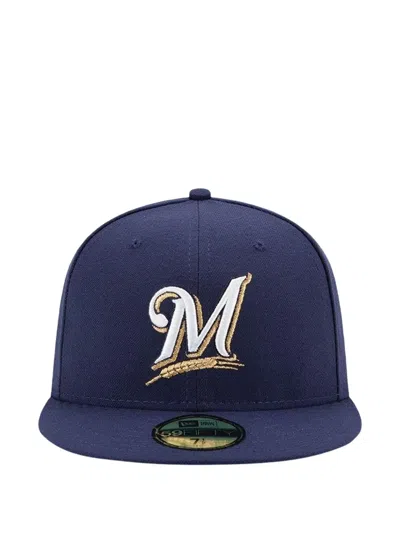 New Era 59fifty Milwaukee Brewers Performance Authentic Fitted Cap In Blue