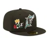 New Era 59fifty Mlb Florida Marlins 2x Champs Black Fitted Hat 60243486 In Black