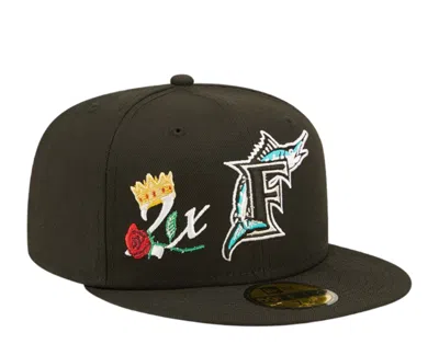 New Era 59fifty Mlb Florida Marlins 2x Champs Black Fitted Hat 60243486
