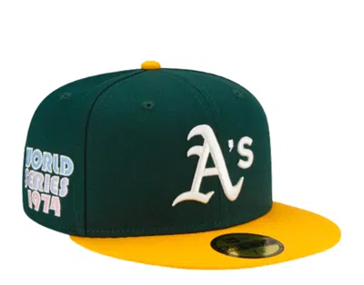 Pre-owned New Era 59fifty Mlb Oakland Athletics Pop Sweat Grn/purple Fitted Hat 60243525 In Green