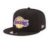 New Era Black Los Angeles Lakers Official Team Color 9fifty Adjustable Snapback Hat In Black
