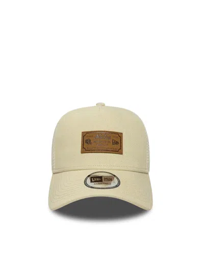 New Era Cappellino 9forty A-frame Trucker  Leather Patch Beige Chiaro