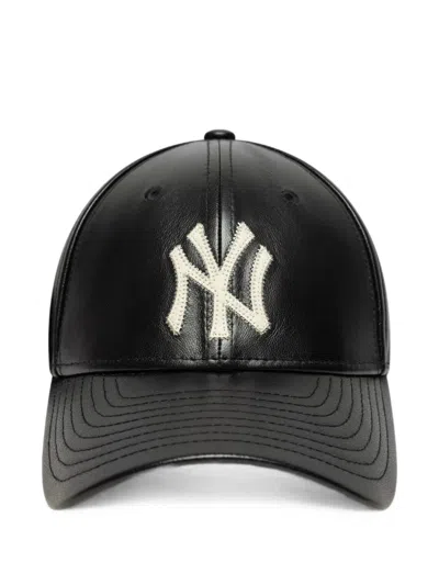 New Era 9forty Leather Baseball Cap In Black