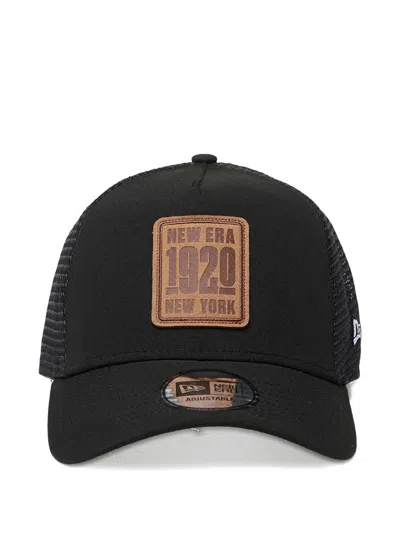 New Era 9forty Leather-patch Baseball Cap In Black