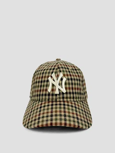 New Era 9twenty Check Yankees Strapback Cap In Light Beige