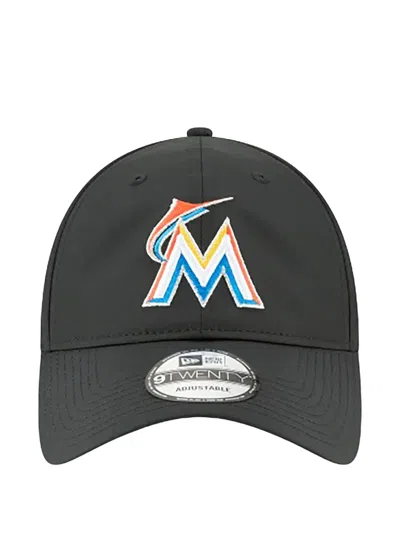 New Era 9twenty Miami Marlins Perf Piv Perforated-panel Cap Hat In Black