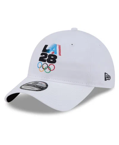 New Era Adjustable 9twenty Embroidered Graphics Baseball Cap In White