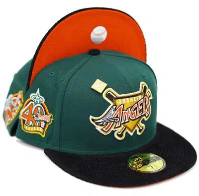 Pre-owned New Era Anaheim Angels Capsule Cordoroy Visor Pack 40th Season 59fifty Fitted Hat In Green/orange In Multi
