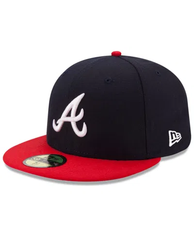 New Era Atlanta Braves Authentic Collection 59fifty Fitted Cap In Navy,red