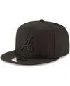 New Era Atlanta Braves Black On Black 9fifty Team Snapback Adjustable Hat In Black