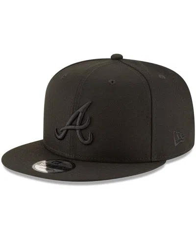 New Era Atlanta Braves Black On Black 9fifty Team Snapback Adjustable Hat