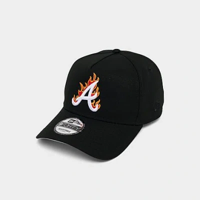 New Era Atlanta Braves Mlb 9forty Flame Logo Snapback Hat In Black