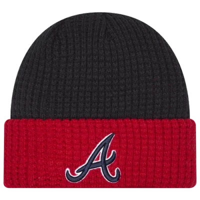 New Era Atlanta Braves  Braves Waffled Knit Hat In Navy/red