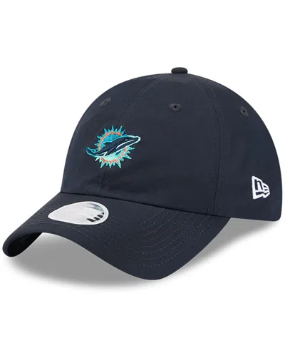 New Era Â Women's Pitch Blue Miami Dolphins 2025 Rivalries Collection Pony Tail Adjustable Hat