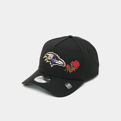 New Era Baltimore Ravens Nfl 9forty Rose Logo Snapback Hat In Black