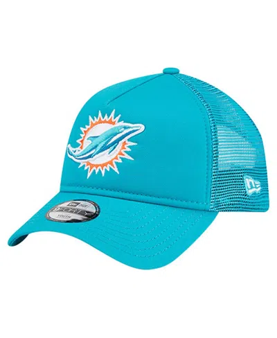 New Era Kids' Big Boys And Girls Aqua Miami Dolphins Main A-frame 9forty Adjustable Hat In Blue