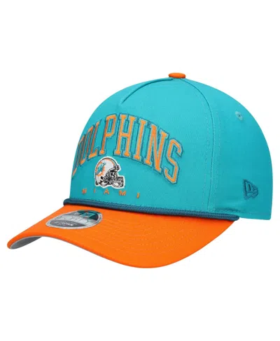 New Era Kids' Big Boys And Girls Aqua/orange Miami Dolphins Arch Coolera 9forty A-frame Adjustable Hat In Brown