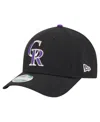 New Era Big Boys And Girls Black Colorado Rockies Player Replica 9forty Adjustable Hat In Black