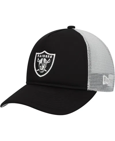New Era Big Boys And Girls Black Las Vegas Raiders A-frame 9forty Trucker Adjustable Hat
