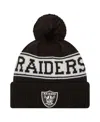 New Era Big Boys And Girls Black Las Vegas Raiders Retro Cuffed Knit Hat With Pom In Black