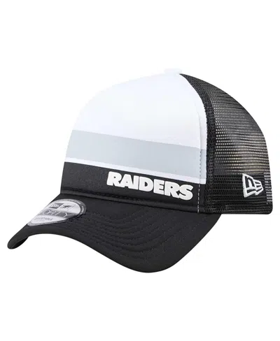 New Era Kids' Big Boys And Girls Black Las Vegas Raiders Sport Night Color Block 9forty A-frame Trucker Adjustable