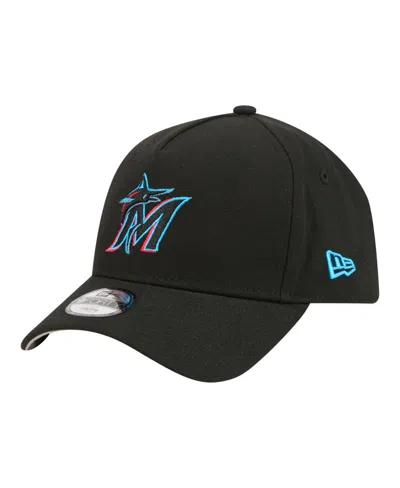 New Era Kids' Big Boys And Girls Black Miami Marlins 9forty A-frame Adjustable Hat