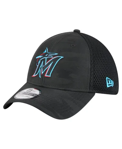 New Era Kids' Big Boys And Girls Black Miami Marlins Camo 39thirty Flex Hat