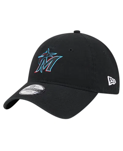 New Era Kids' Big Boys And Girls Black Miami Marlins Team Color 9twenty Adjustable Hat