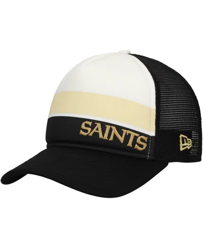 New Era Kids' Big Boys And Girls Black New Orleans Saints Sport Night Color Block 9forty A-frame Trucker Adjustabl