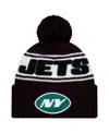 New Era Big Boys And Girls Black New York Jets 2024/25 Sideline Cuffed Knit With Pom Hat In Black