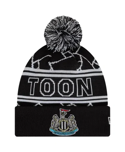 New Era Big Boys And Girls Black Newcastle United Sport Cuffed With Pom Knit Hat