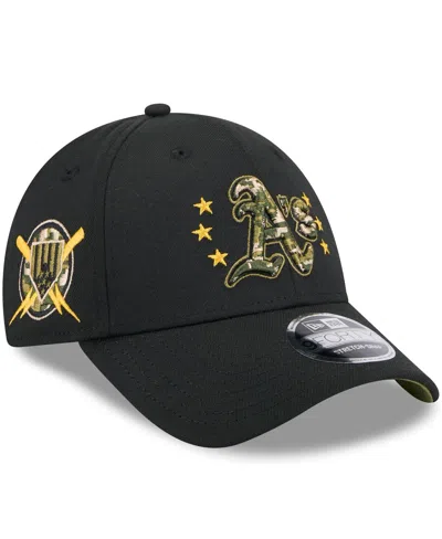 New Era Big Boys And Girls Black Oakland Athletics 2024 Armed Forces Day 9forty Adjustable Hat