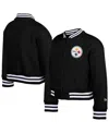 New Era Big Boys And Girls Black Pittsburgh Steelers Chenille Applique Fleece Full-snap Jacket In Multi