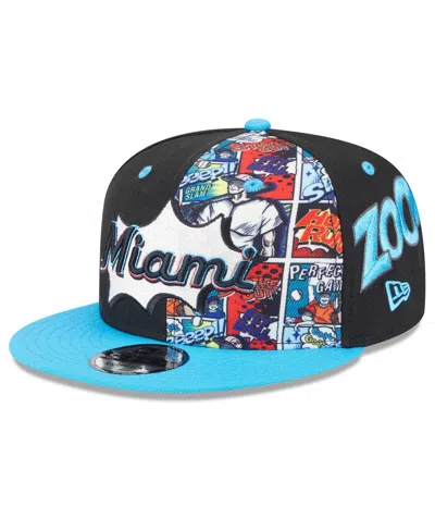 New Era Kids' Big Boys And Girls Black/blue Miami Marlins 2025 Mlb Diamond Hero Edition 9fifty Snapback Hat