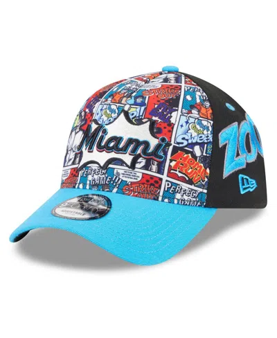 New Era Kids' Big Boys And Girls Black/blue Miami Marlins 2025 Mlb Diamond Hero Edition A-frame 9forty Adjustable  In Multi