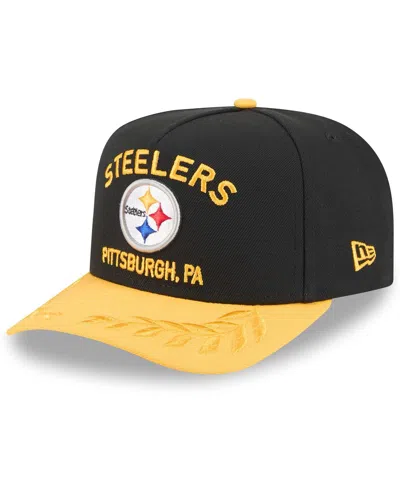 New Era Kids' Big Boys And Girls Black/gold Pittsburgh Steelers 2025 Nfl Draft A-frame 9fifty Snapback Hat