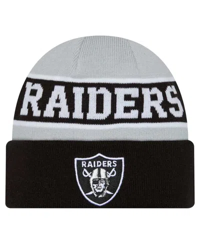 New Era Big Boys And Girls Black/gray Las Vegas Raiders Active Reversible Cuffed Knit Hat In Black,gray
