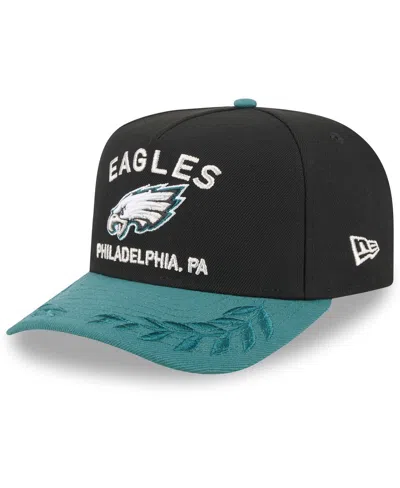 New Era Kids' Big Boys And Girls Black/green Philadelphia Eagles 2025 Nfl Draft A-frame 9fifty Snapback Hat