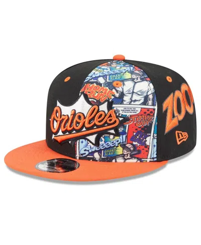 New Era Kids' Big Boys And Girls Black/orange Baltimore Orioles 2025 Mlb Diamond Hero Edition 9fifty Snapback Hat In Multi