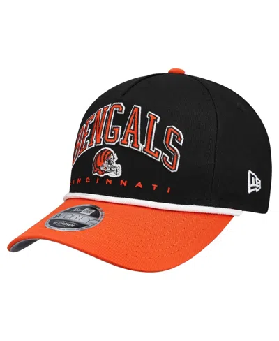 New Era Kids' Big Boys And Girls Black/orange Cincinnati Bengals Arch Coolera 9forty A-frame Adjustable Hat