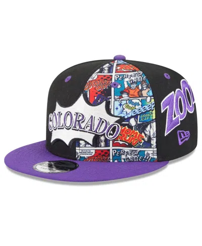 New Era Kids' Big Boys And Girls Black/purple Colorado Rockies 2025 Mlb Diamond Hero Edition 9fifty Snapback Hat In Multi
