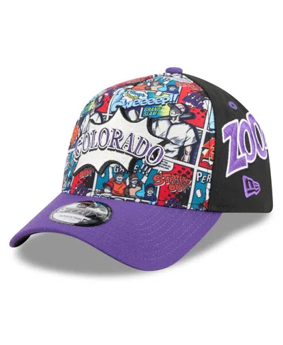 New Era Kids' Big Boys And Girls Black/purple Colorado Rockies 2025 Mlb Diamond Hero Edition A-frame 9forty Adjust In Multi